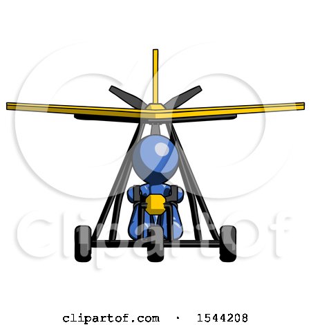 Blue Design Mascot Man in Ultralight Aircraft Front View by Leo Blanchette