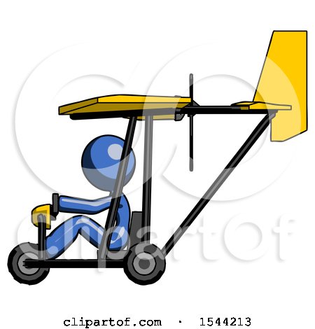 Blue Design Mascot Woman in Ultralight Aircraft Side View by Leo Blanchette