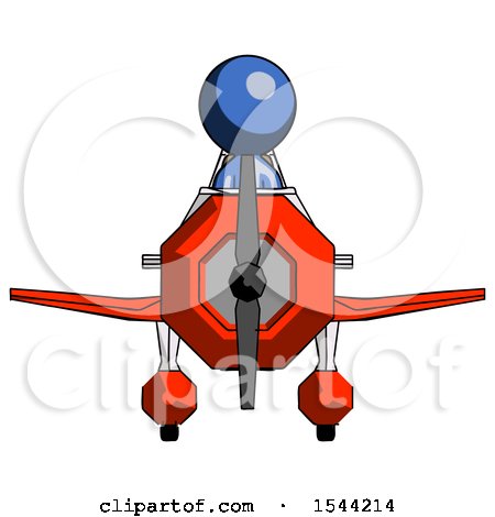 Blue Design Mascot Man in Geebee Stunt Plane Front View by Leo Blanchette