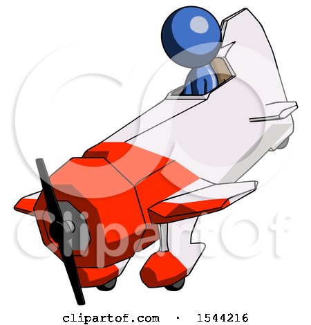 Blue Design Mascot Man in Geebee Stunt Plane Descending View by Leo Blanchette
