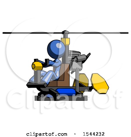 Blue Design Mascot Woman Flying in Gyrocopter Front Side Angle View by Leo Blanchette