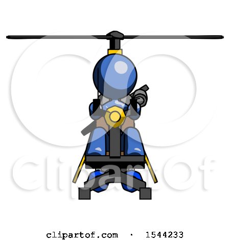 Blue Design Mascot Woman Flying in Gyrocopter Front View by Leo Blanchette