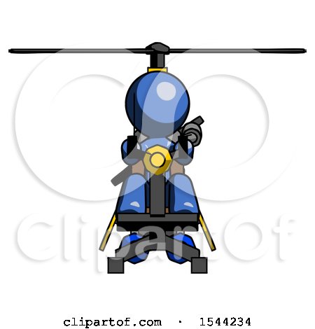 Blue Design Mascot Man Flying in Gyrocopter Front View by Leo Blanchette