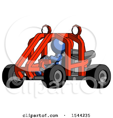 Blue Design Mascot Man Riding Sports Buggy Side Angle View by Leo Blanchette