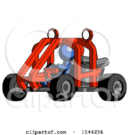 Blue Design Mascot Woman Riding Sports Buggy Side Angle View by Leo Blanchette