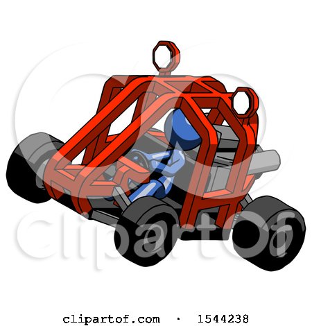 Blue Design Mascot Woman Riding Sports Buggy Side Top Angle View by Leo Blanchette
