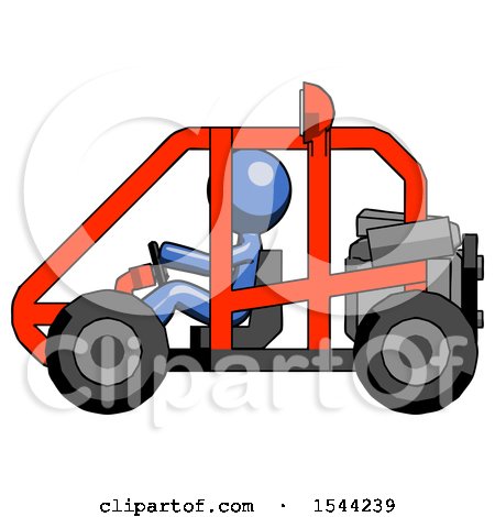 Blue Design Mascot Man Riding Sports Buggy Side View by Leo Blanchette