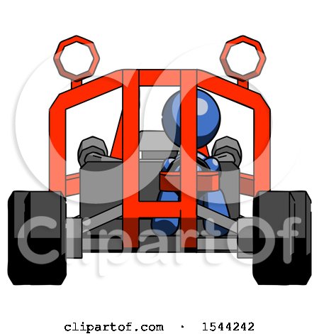 Blue Design Mascot Woman Riding Sports Buggy Front View by Leo Blanchette