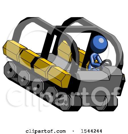 Blue Design Mascot Woman Driving Amphibious Tracked Vehicle Top Angle View by Leo Blanchette
