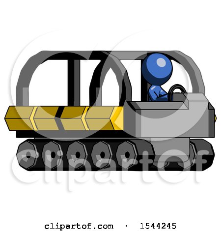 Blue Design Mascot Man Driving Amphibious Tracked Vehicle Side Angle View by Leo Blanchette