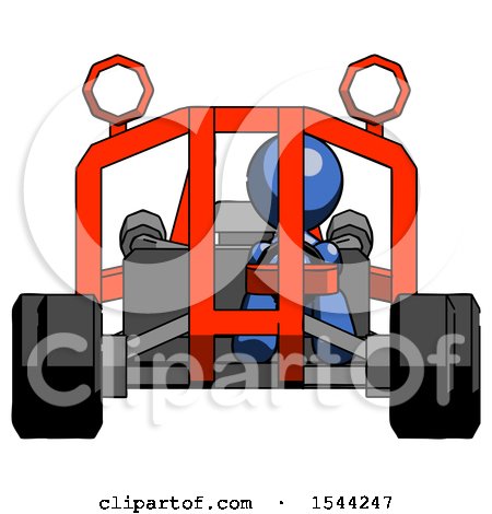 Blue Design Mascot Man Riding Sports Buggy Front View by Leo Blanchette