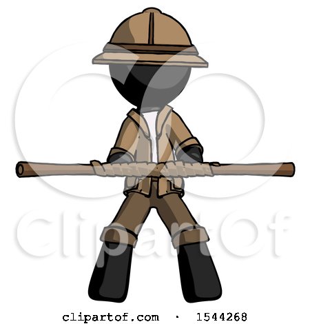 Black Explorer Ranger Man Bo Staff Kung Fu Defense Pose by Leo Blanchette