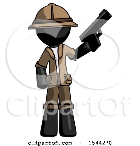 Black Explorer Ranger Man Holding Handgun by Leo Blanchette