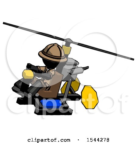 Black Explorer Ranger Man Flying in Gyrocopter Front Side Angle Top View by Leo Blanchette