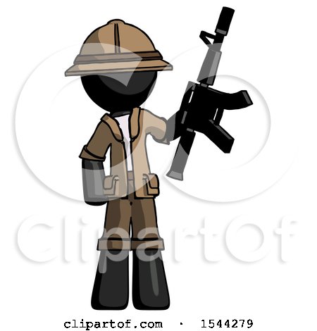 Black Explorer Ranger Man Holding Automatic Gun by Leo Blanchette