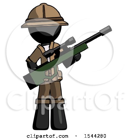 Black Explorer Ranger Man Holding Sniper Rifle Gun by Leo Blanchette
