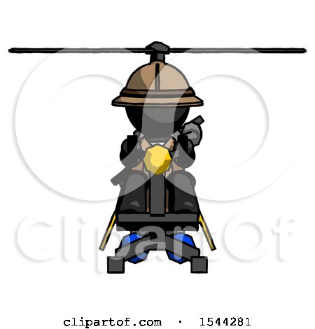 Black Explorer Ranger Man Flying in Gyrocopter Front View by Leo Blanchette