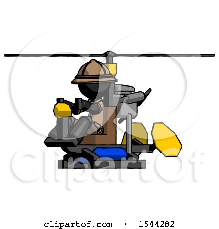 Black Explorer Ranger Man Flying in Gyrocopter Front Side Angle View by Leo Blanchette