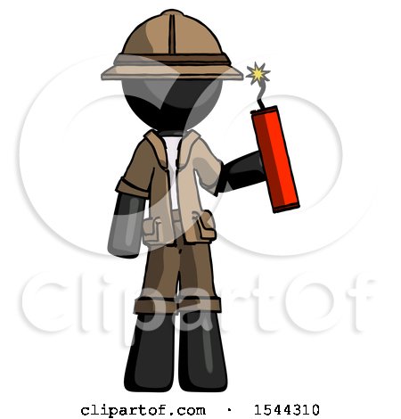 Black Explorer Ranger Man Holding Dynamite with Fuse Lit by Leo Blanchette