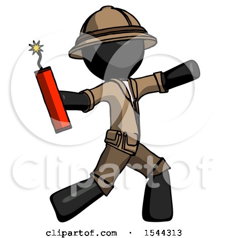 Black Explorer Ranger Man Throwing Dynamite by Leo Blanchette