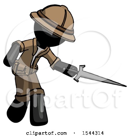 Black Explorer Ranger Man Sword Pose Stabbing or Jabbing by Leo Blanchette