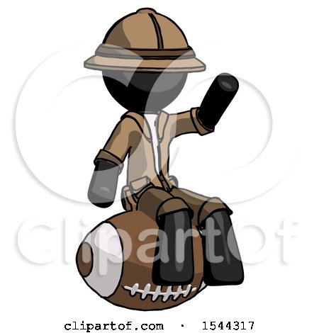Black Explorer Ranger Man Sitting on Giant Football by Leo Blanchette