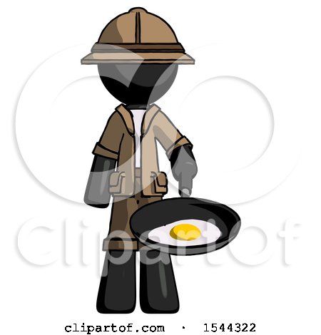 Black Explorer Ranger Man Frying Egg in Pan or Wok by Leo Blanchette