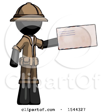 Black Explorer Ranger Man Holding Large Envelope by Leo Blanchette