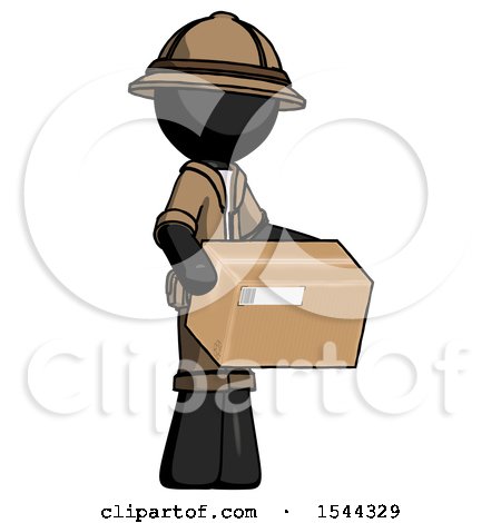 Black Explorer Ranger Man Holding Package to Send or Recieve in Mail by Leo Blanchette
