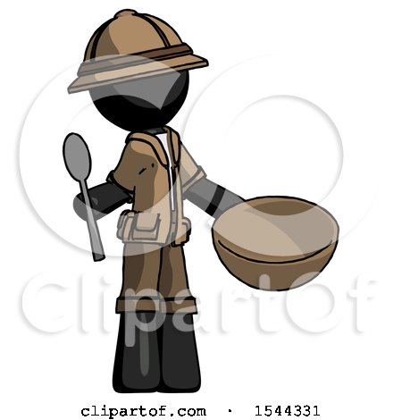 Black Explorer Ranger Man with Empty Bowl and Spoon Ready to Make Something by Leo Blanchette