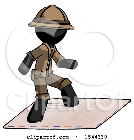 Black Explorer Ranger Man on Postage Envelope Surfing by Leo Blanchette