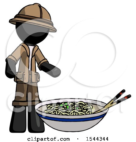 Black Explorer Ranger Man and Noodle Bowl, Giant Soup Restaraunt Concept by Leo Blanchette