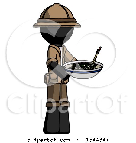 Black Explorer Ranger Man Holding Noodles Offering to Viewer by Leo Blanchette