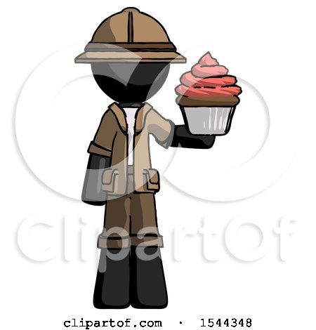 Black Explorer Ranger Man Presenting Pink Cupcake to Viewer by Leo Blanchette
