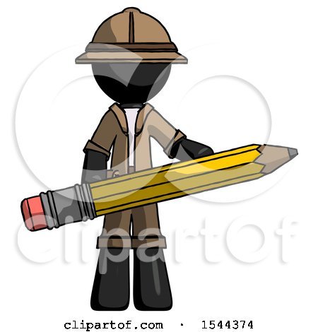 Black Explorer Ranger Man Writer or Blogger Holding Large Pencil by Leo Blanchette