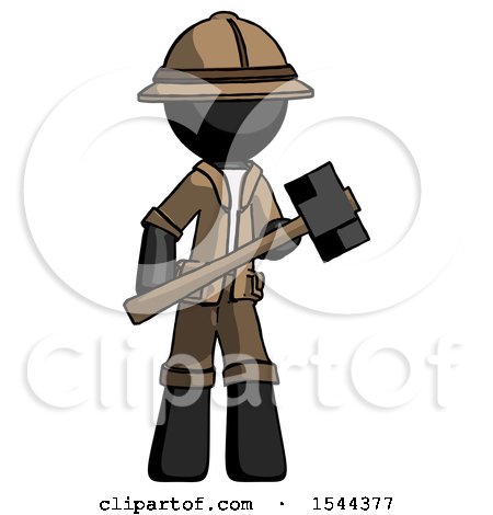 Black Explorer Ranger Man with Sledgehammer Standing Ready to Work or Defend by Leo Blanchette