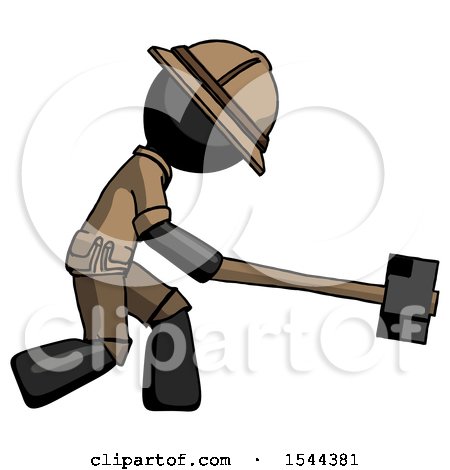 Black Explorer Ranger Man Hitting with Sledgehammer, or Smashing Something by Leo Blanchette