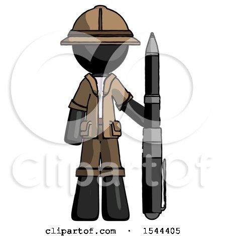 Black Explorer Ranger Man Holding Large Pen by Leo Blanchette