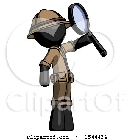 Black Explorer Ranger Man Inspecting with Large Magnifying Glass Facing up by Leo Blanchette