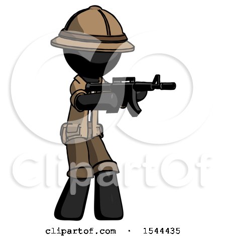Black Explorer Ranger Man Shooting Automatic Assault Weapon by Leo Blanchette