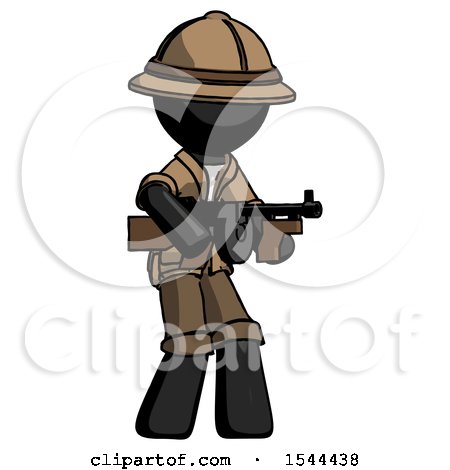 Black Explorer Ranger Man Tommy Gun Gangster Shooting Pose by Leo Blanchette