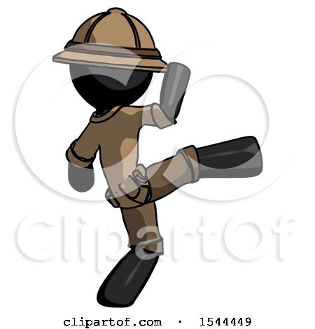Black Explorer Ranger Man Kick Pose by Leo Blanchette