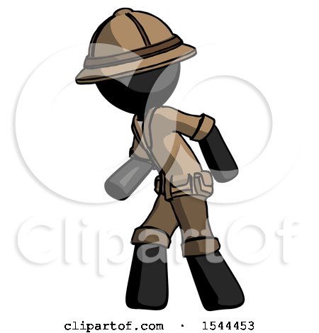 Black Explorer Ranger Man Suspense Action Pose Facing Left by Leo Blanchette