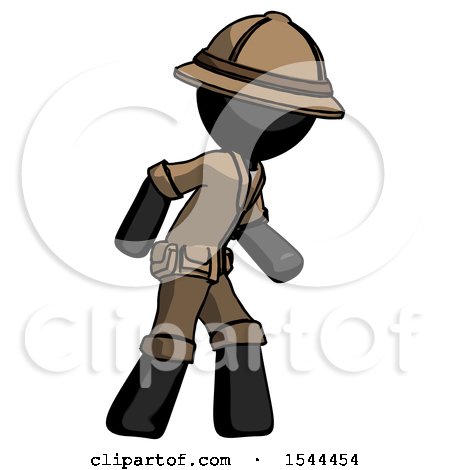 Black Explorer Ranger Man Suspense Action Pose Facing Right by Leo Blanchette