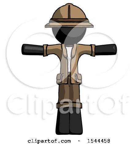 Black Explorer Ranger Man T-Pose Arms up Standing by Leo Blanchette