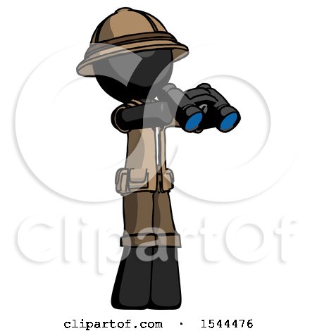 Black Explorer Ranger Man Holding Binoculars Ready to Look Right by Leo Blanchette