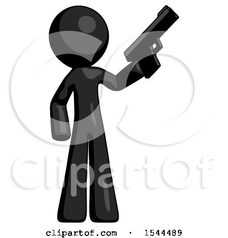 Black Design Mascot Man Holding Handgun by Leo Blanchette