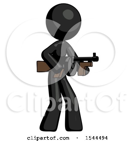 Black Design Mascot Woman Tommy Gun Gangster Shooting Pose by Leo Blanchette