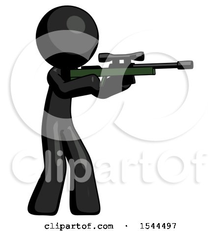 Black Design Mascot Man Shooting Sniper Rifle by Leo Blanchette