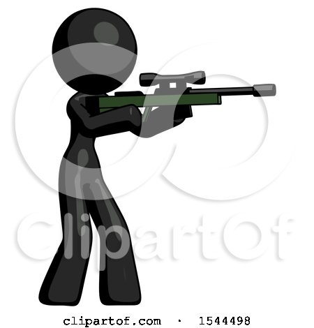 Black Design Mascot Woman Shooting Sniper Rifle by Leo Blanchette